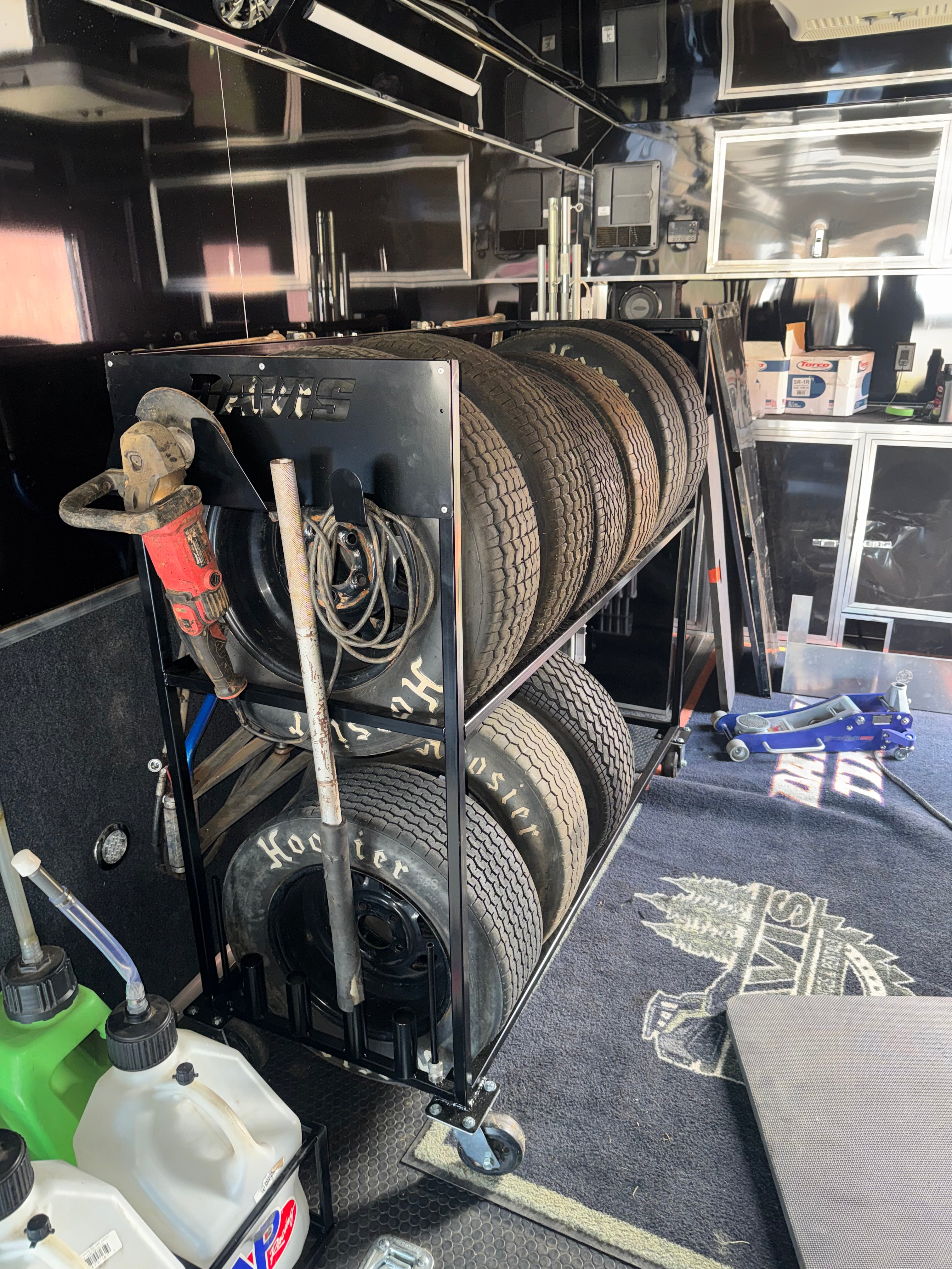 Custom Rolling Tire Stand For Full Size Car