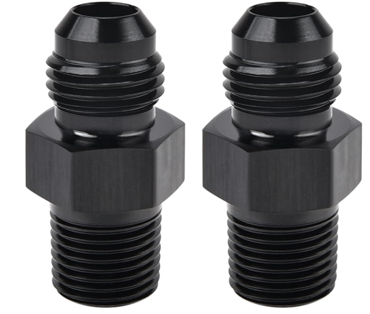 EVIL ENERGY 6AN Male Flare to 1/8" NPT Pipe Fitting Adapter Aluminum Straight Black 2PCS